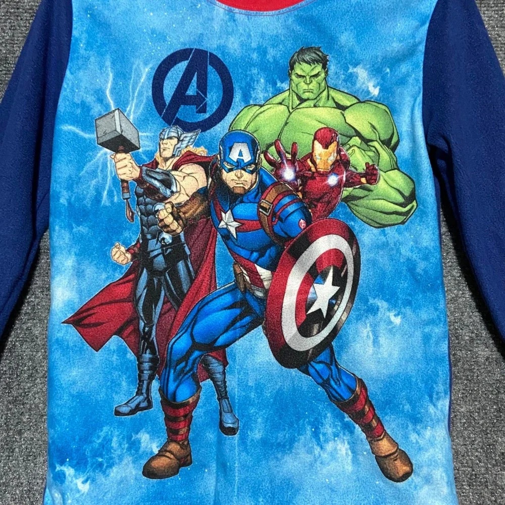 Boys Marvel Avengers Pajamas Size 10 12 Long‎ Sleeve Flame Resistant Sleepwear